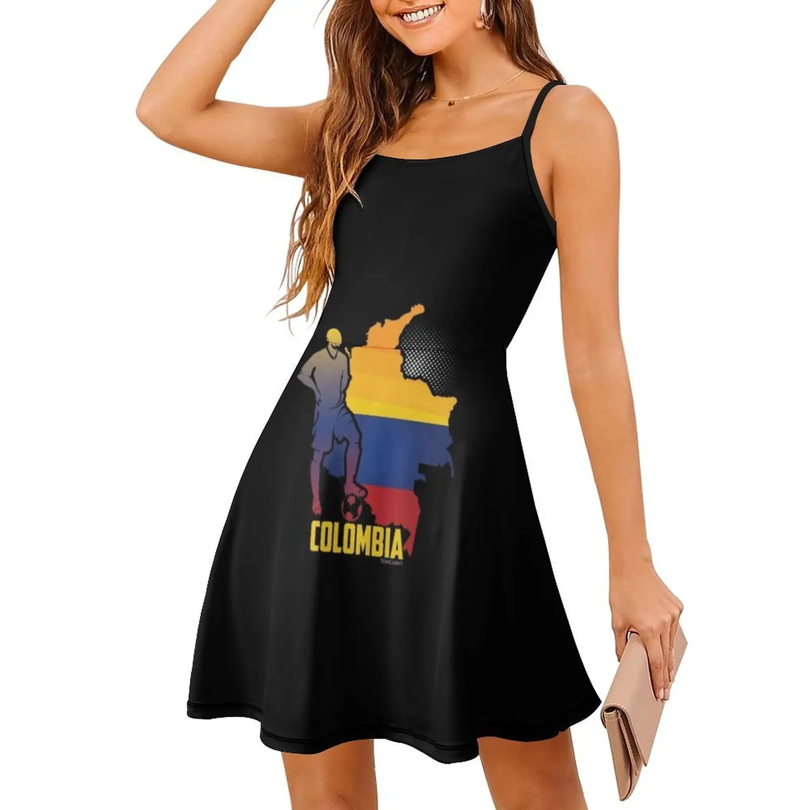Calcio Calcio Bandiera della Colombia Abito casual in stile coreano per le donne Abiti semplici da ufficio quotidiani da donna Fan colombiano della Colombia