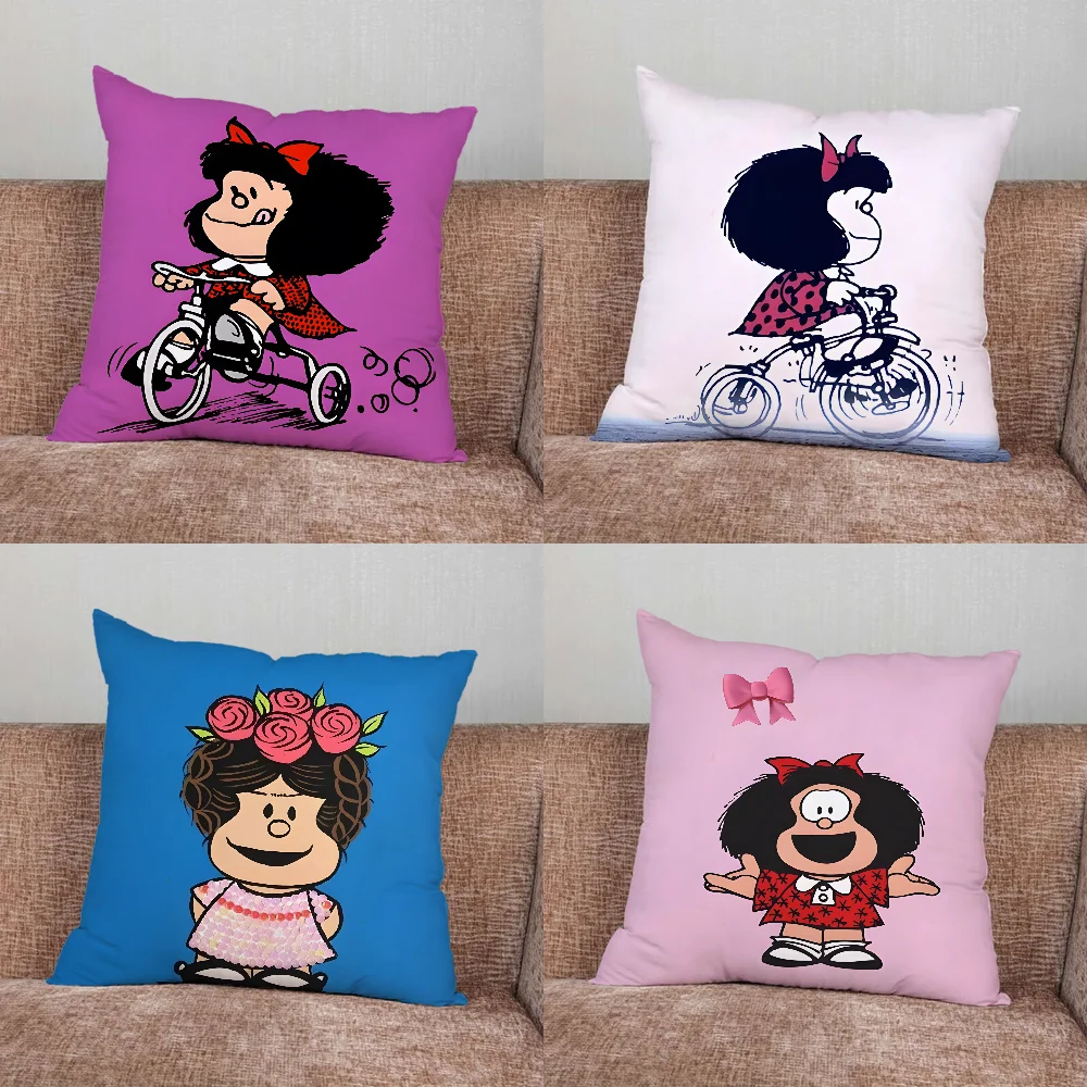 

M-Mafalda Cartoon Cute Pillow Case For Home Bedroom Car Office Decoration Living Room Sofa Cushion Cover Suitable