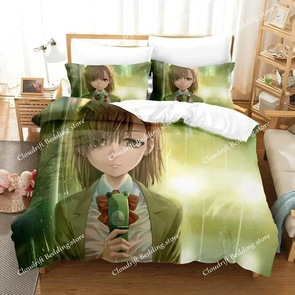 

Hip Hop Misaka Mikoto Bedding Set Cartoon Anime three-piece set Adult Kid Bedroom Duvet cover Sets Kawaii Girl twin bedding set