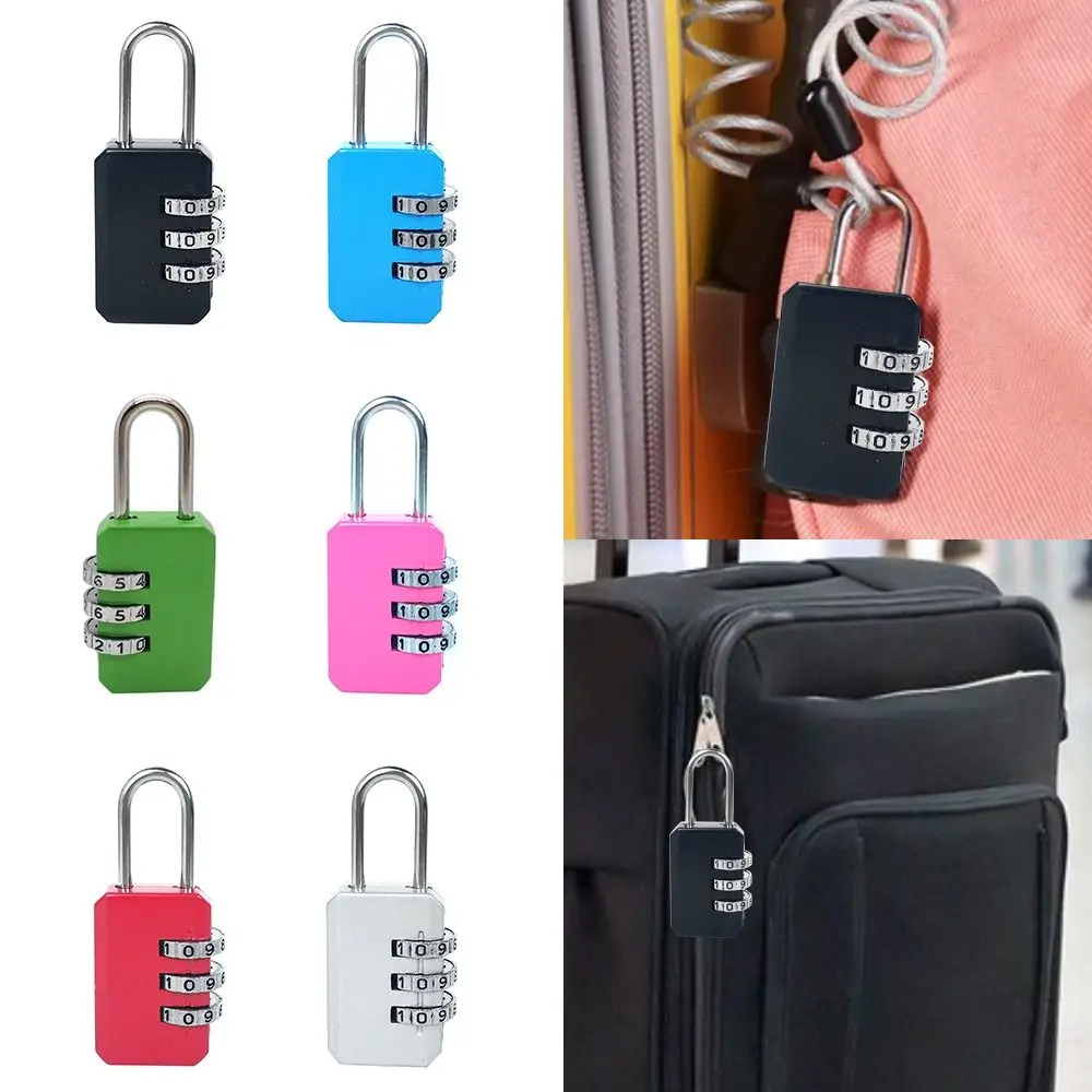 Mini Combination Lock Travel Dormitory Cabinet  Lock Backpack Zipper Lock Luggage Padlock 3 Digit Password Lock