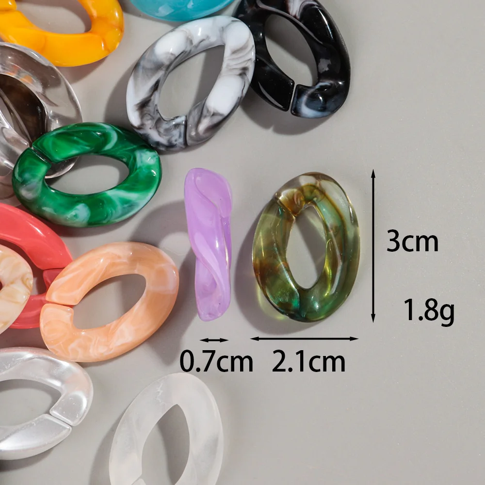 30pcs 20x30mm Acrylic Dual Color Cuban Link Chain Loose Beads for Bracelet Necklace Glasses Chain Making DIY Jewelry Accessories