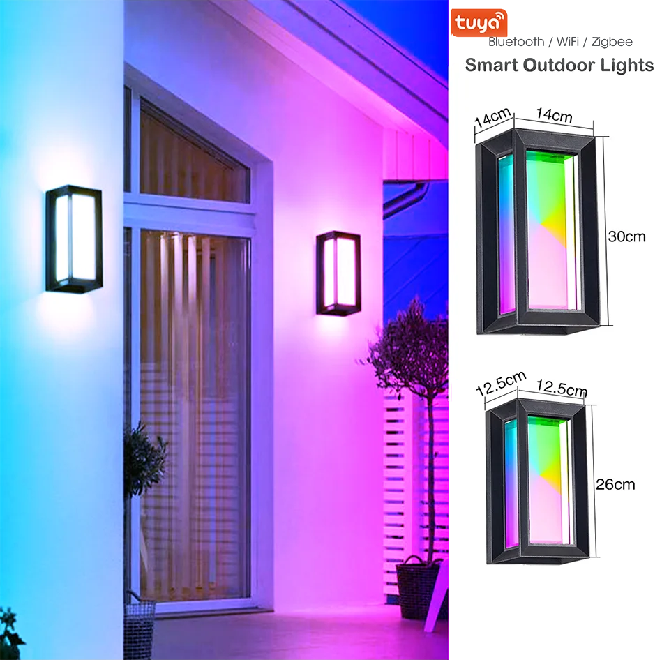 

Светодиодный уличный настенный светильник RGBCCT с регулируемой яркостью, освещение для крыльца Tuya Smart Life Control, Wi-Fi/ZigBee, настенный светильник для декоративной атмосферы