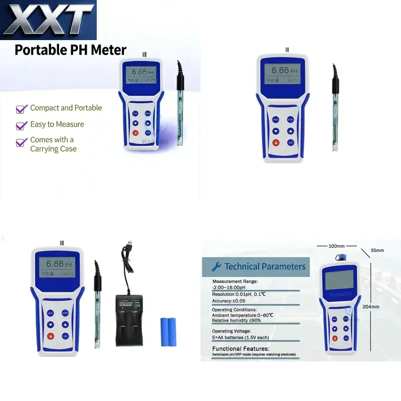 XXT Portable pH Meter Water Quality ph Tester Laboratory pH Water Quality Handhold Smart Aquaculture and Laboratory