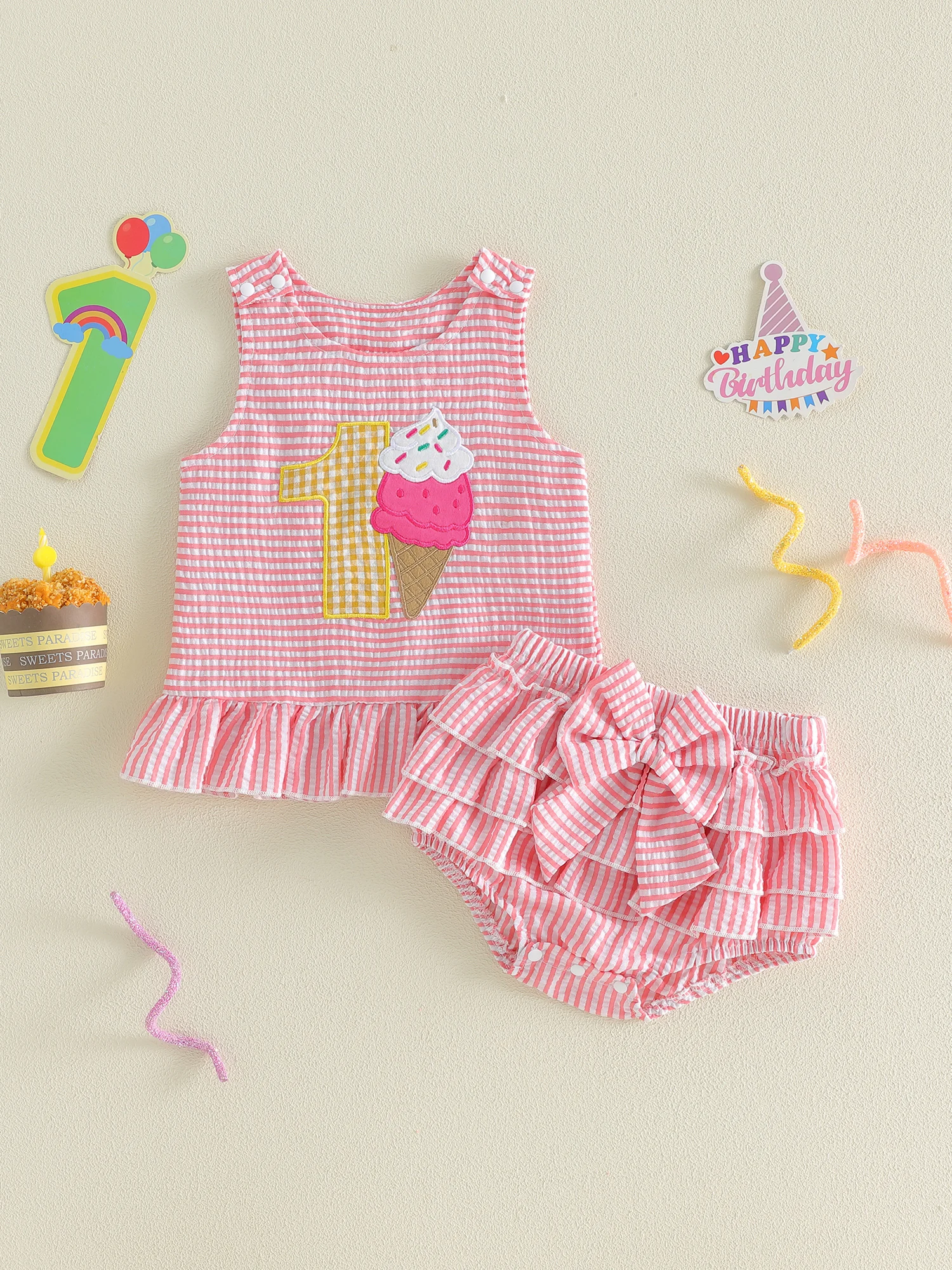 

Летний комплект для девочек: очаровательный топ без рукавов с вышивкой арбуза и шорты, 2 предмета, для детей