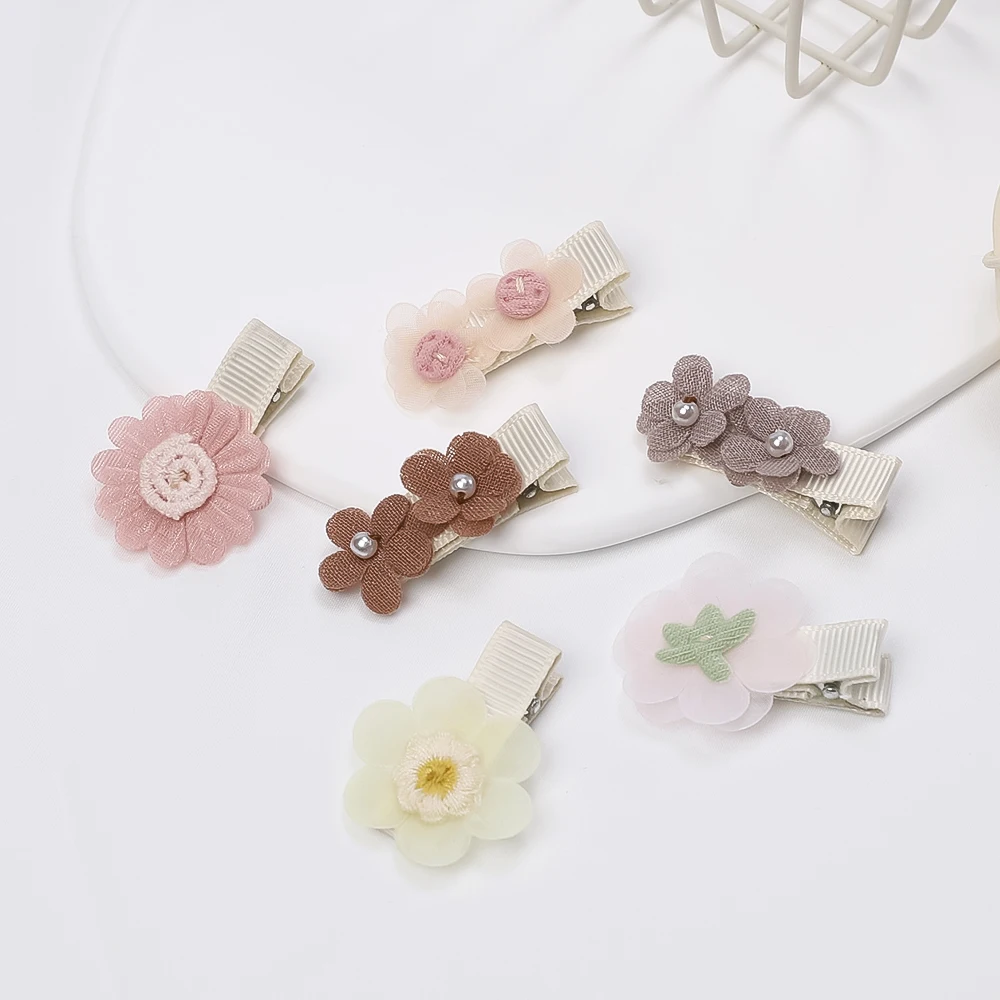 Cute Daisy Floral Flowers Hair Clips Alligator Clips for Newborn Baby Girl Chiffon Hairpins  Children\'s Accessories Baby Items