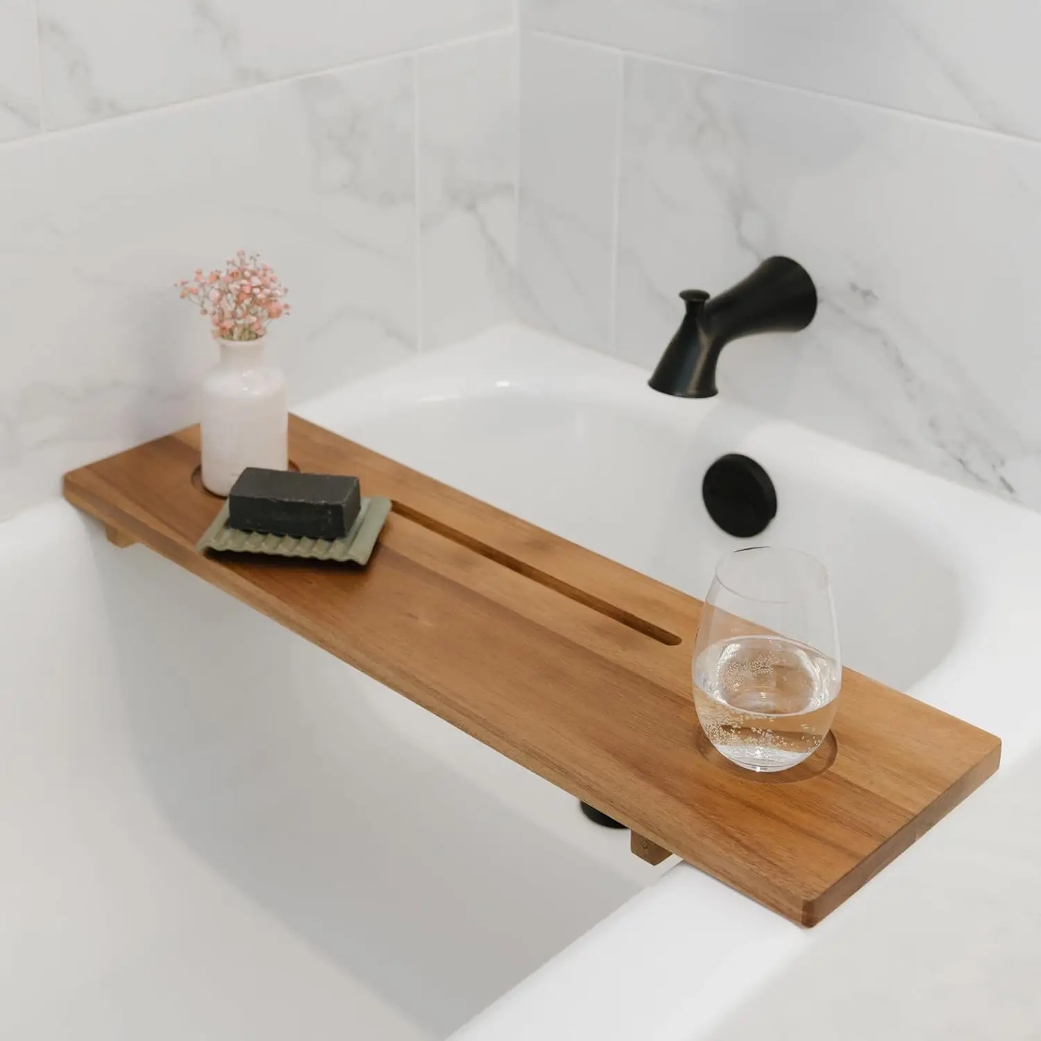 

Premium Bathtub Tray for Standard Tubs | 29" Solid Acacia Luxury Bath Tray for Tub | Anti-Tip, Non-Toxic, Sustainable