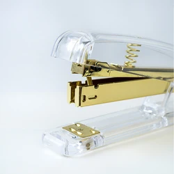 Desktop Stapler Stationery Accessories Transparent Plastic Standard Stapler For Home School Office Stapler Golden