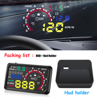 W02+Hud Holder Car 3.5 inch Head-Up Display EOBD Windshield Speedometer Projector Vehicle OBD HUD Speedometer Gauge with Bracket