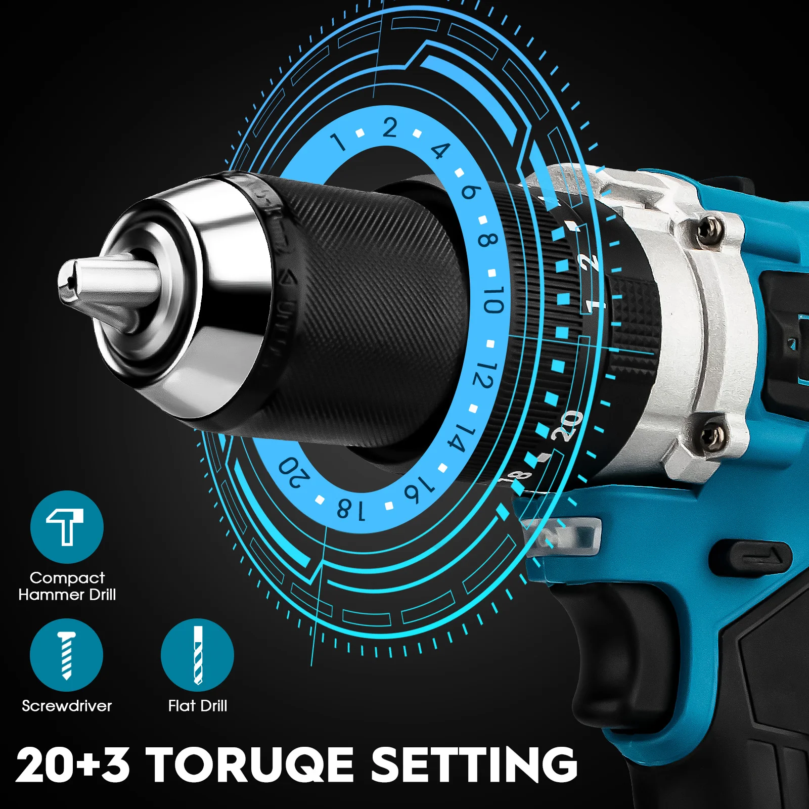 Makita-Perceuse électrique sans balais, perceuse à percussion sans fil, marteau, tournevis électrique, batterie 18V, couple 20 + 3, 13mm, 650nm