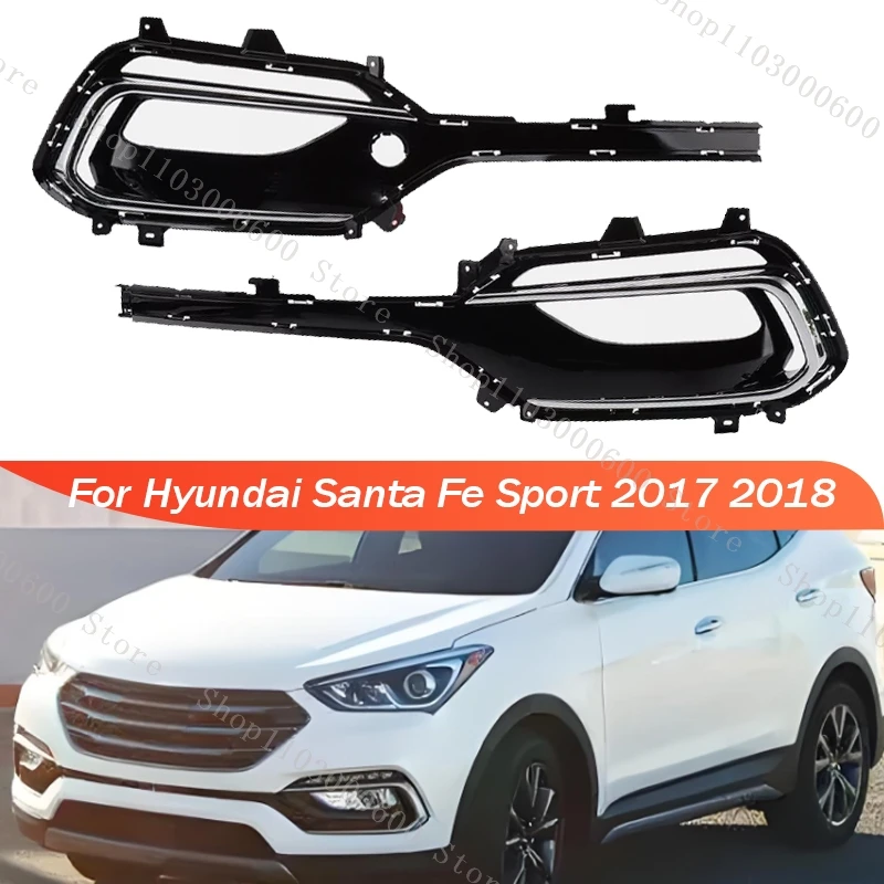 1 Pair Fog Light Lamp Bezels For Hyundai Santa Fe Sport 2017-2018 Front Bumper Fog Lights Cover 