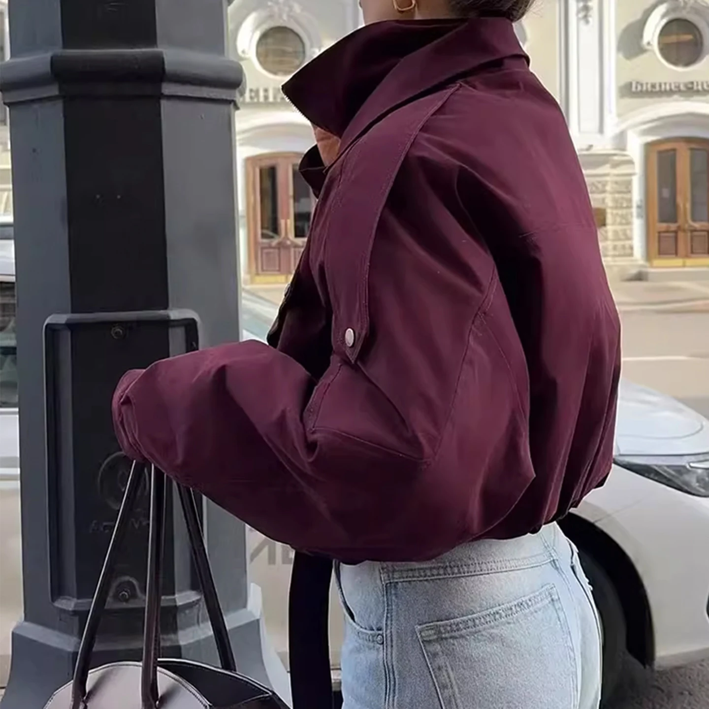 

Loose Fit Stand Collar Jaet Women's Faion Personali Sle Autumn New Arrival Z Stand Edition Long Sve Zipper