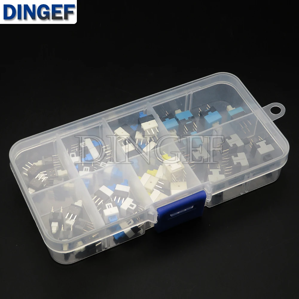 40PCS/LOT 5.8x5.8 7x7 8x8 8.5x8.5mm Self-Locking/Unlocked Push Tactile Power Micro Switch Kit 6 Pin Button Switches Each 5PCS