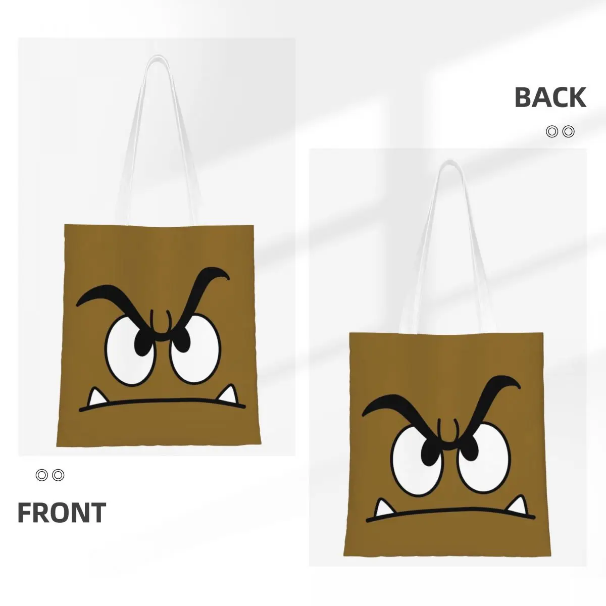 Goomba Face Shopping Bags Canvas The Tote Bag Reusable for Ladies Shoulder Tote Travel Handbag