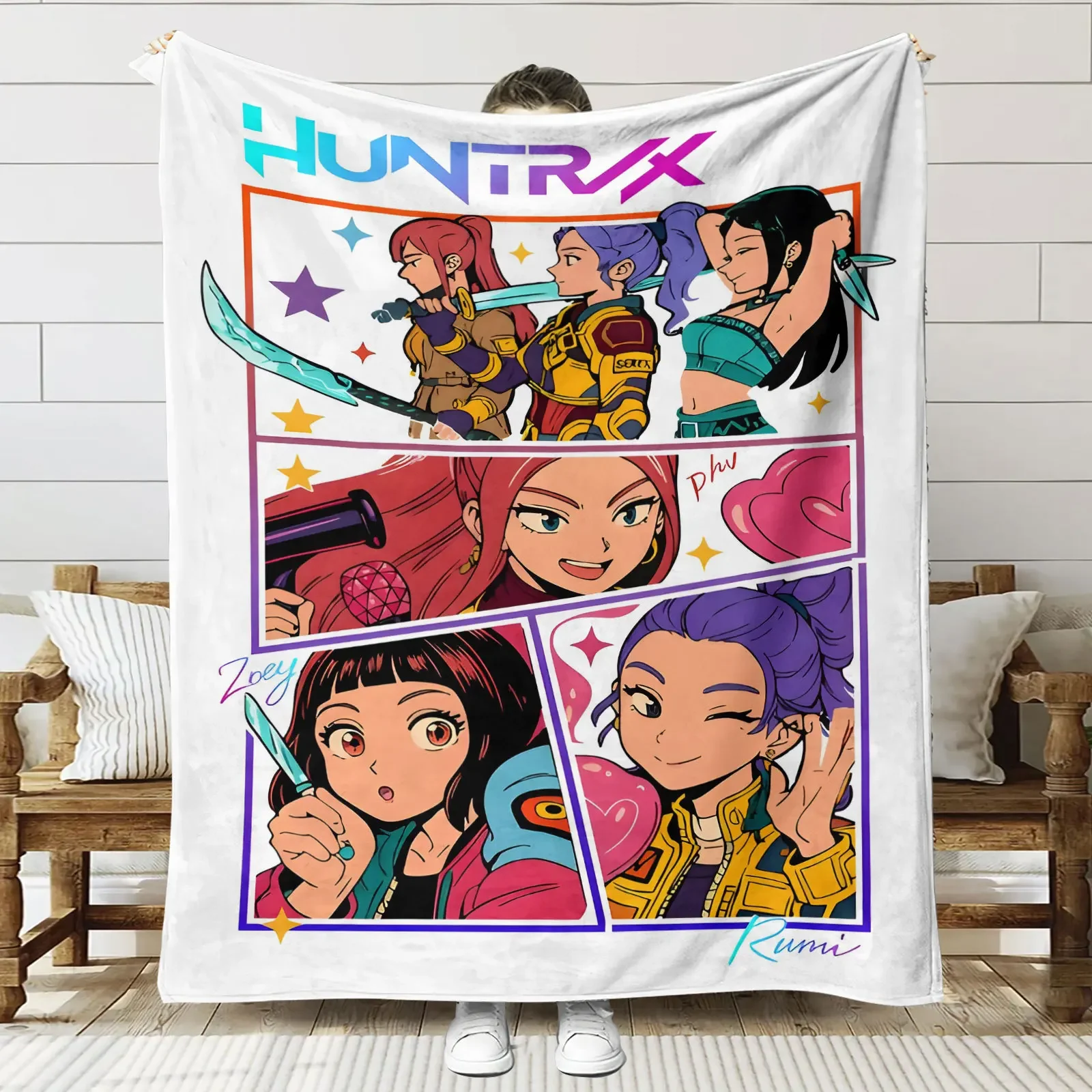 KPop شيطان الصيادين العالمي رمي بطانية لينة الدافئة الفانيلا متعددة الوظائف الزخرفية الكرتون البطانيات للمنزل