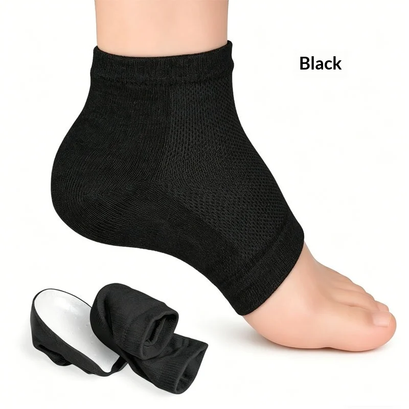 1 Pair Silicone Toeless Foot Pads, Open‑Toe Moisturizing Heel Socks for Dry Hard Cracked Feet Foot Care Treatment
