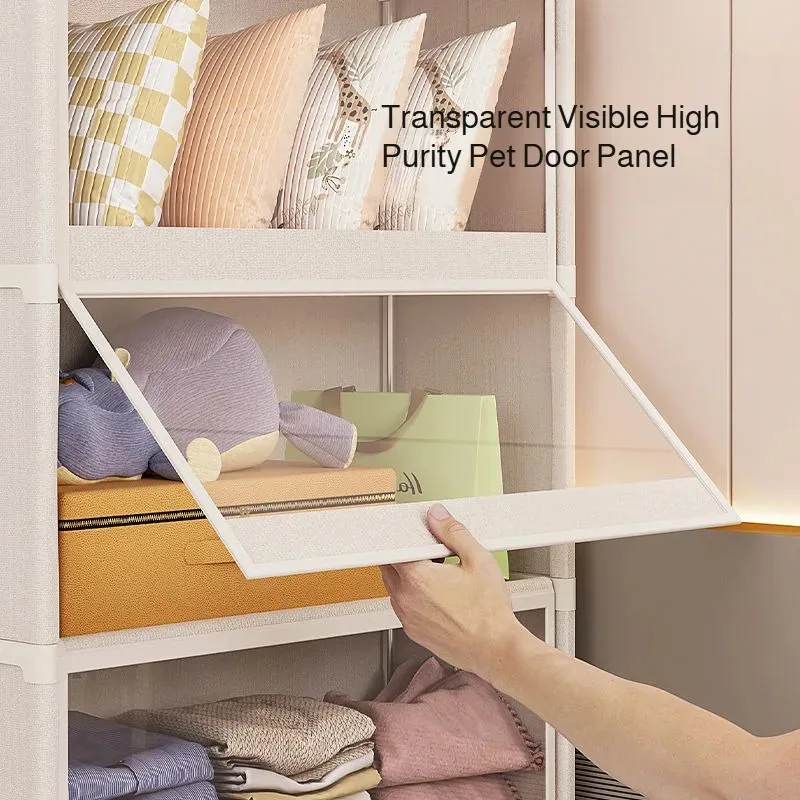 

Современный собранный шкаф для спальни, многослойный прозрачный пылезащитный шкаф для хранения одежды для аренды небольшой квартиры