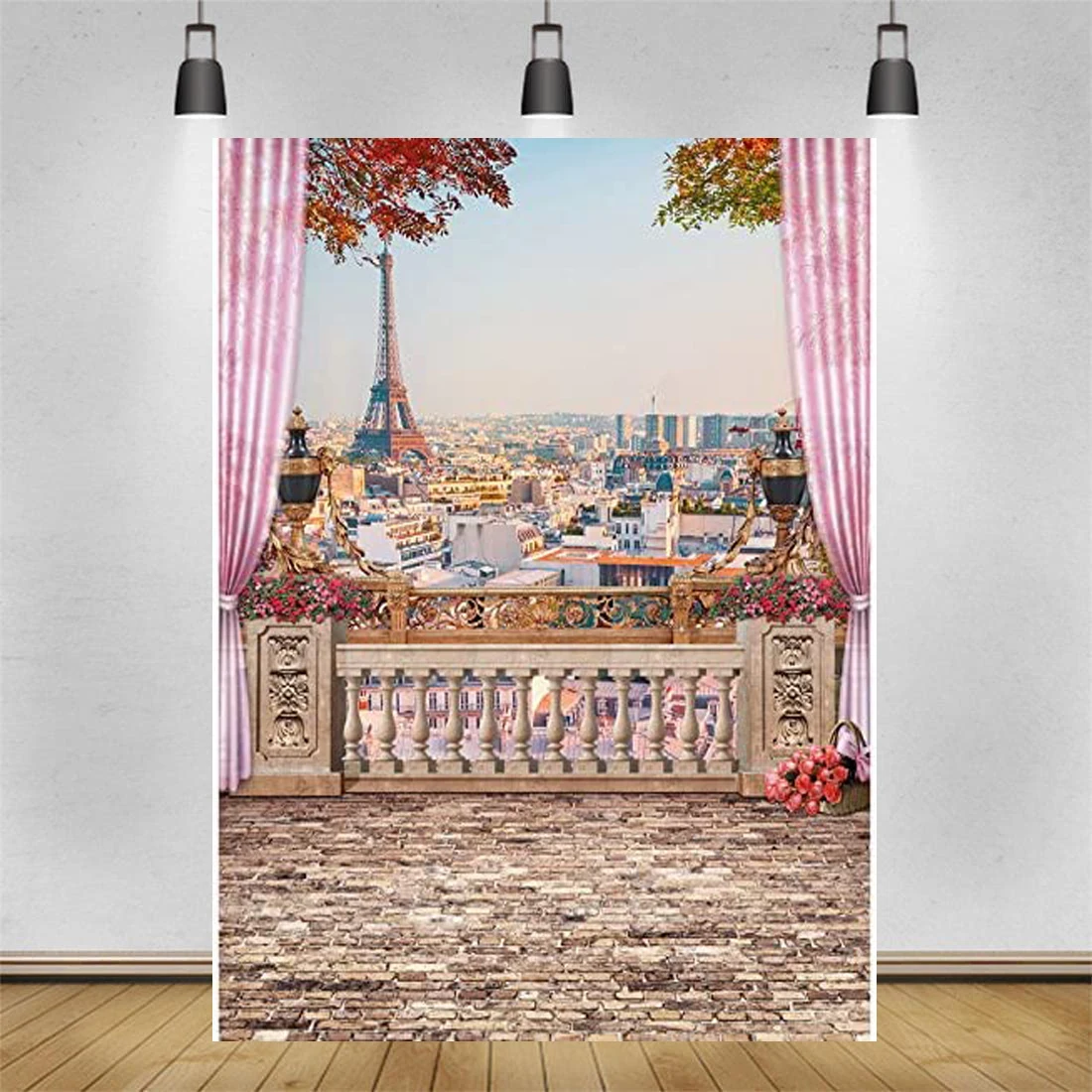 Photography Backdrop Eiffel Tower Paris Balcony Photo Studio Background Party Decoration Banner Poster