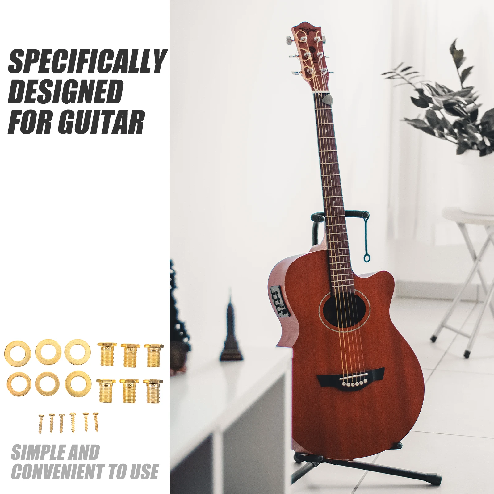 

6 set 6 Sets Guitar Tuner Accessories Acoustic Washers Screw Nuts Cap Screws Machine Heads Knobs Golden Folk Guitars Stability