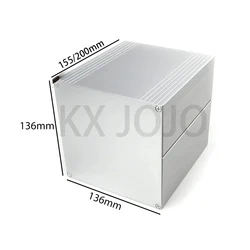 Aluminum Enclosure 136*136*155/200mm Integrated Case Electrical Extruded Box Separate Type Circuit Board Case DIY Silver 1pc
