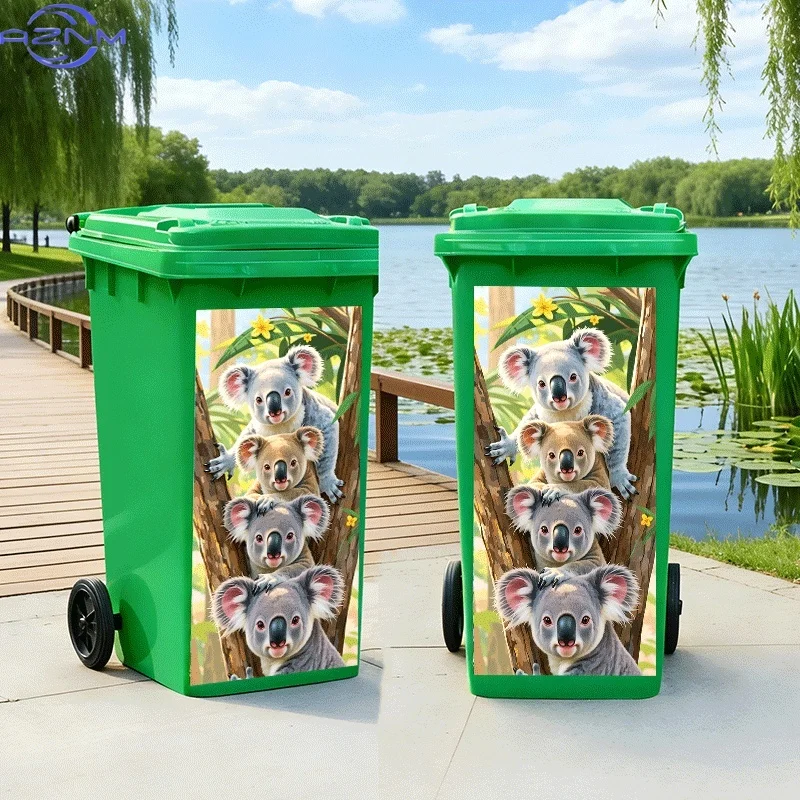 1pc of Trash Can Sticker with a Koala Stacking Theme Design, Self-Adhesive Wall Decoration Wallpaper for Kitchen Trash Cans (S