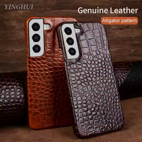 Genuine Leather Case for Samsung Galaxy S22 S23 S21 S20 Ultra Plus S10 Note 20 10 A53 Crocodile Pattern Phone Cover Back Shell