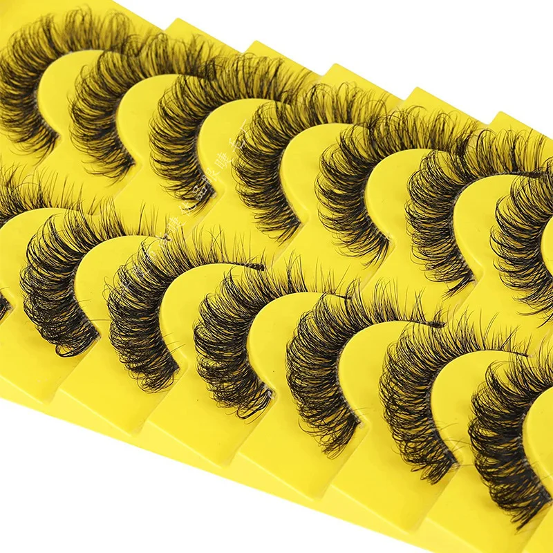 10 paia di ciglia occhio di volpe Ciglia finte D Curl Volume slavo ipoallergenico spesso con grande curva 3D per il trucco degli occhi drammatico