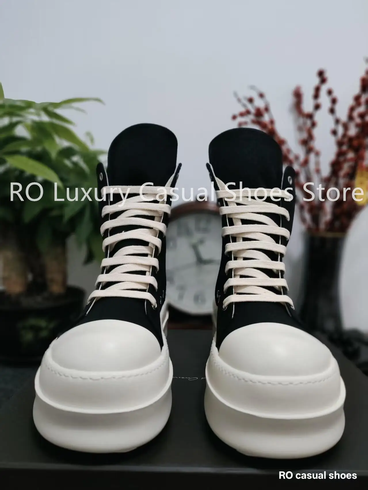 

Ro Classic Design Female Platform Shoes Quality Black Canvas High-Top Men's Casual Shoes Designer Women's Ankle Boot Flat Shoes
