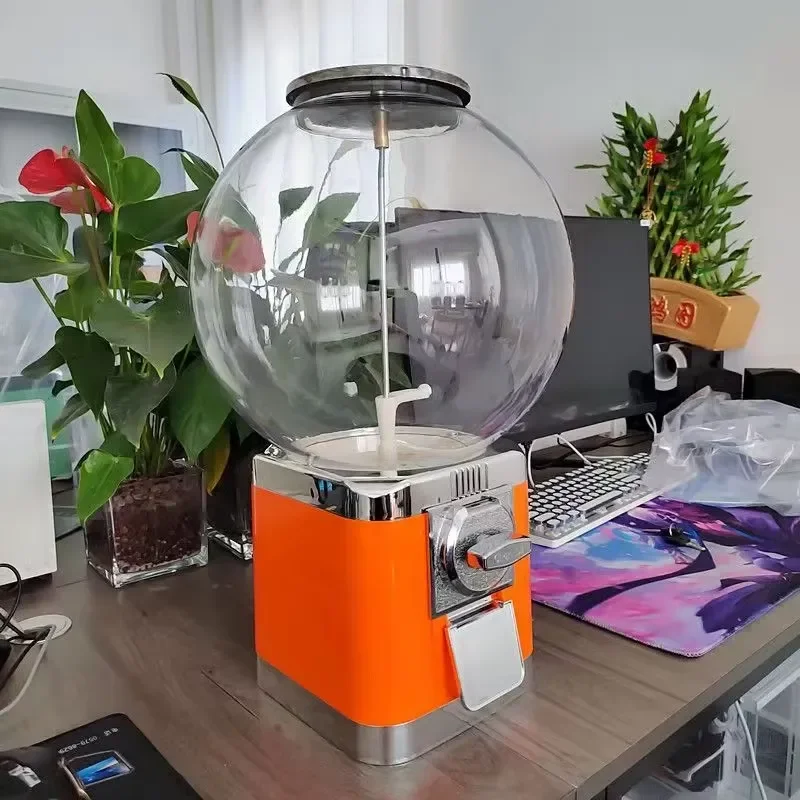 Transparent Acrylic Cylinder Candy Vending Machine Gumball Dispenser with Token Payment System for Home or Commercial Use