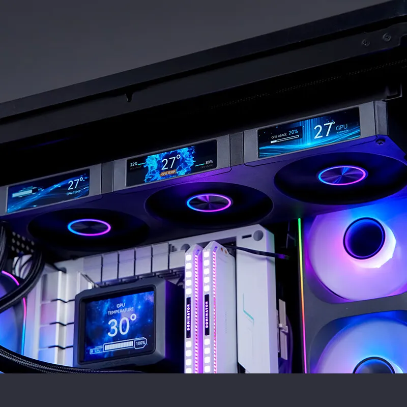 JONSBO TF3-360SC Raffreddatore d'acqua CPU all-in-one Ventola per schermo LCD IPS da 3,5 pollici da 3,38 pollici * 3 Design a 4 schermi per LGA 1851/1700 AMD AM5
