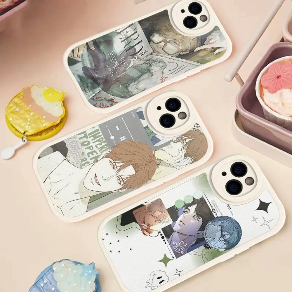 Funda de Teléfono de Cuero con Diseño de Anime Nerd Project Bl para iPhone 16 14 15 Pro Plus 13 12 11 Pro Max, Funda de Silicona