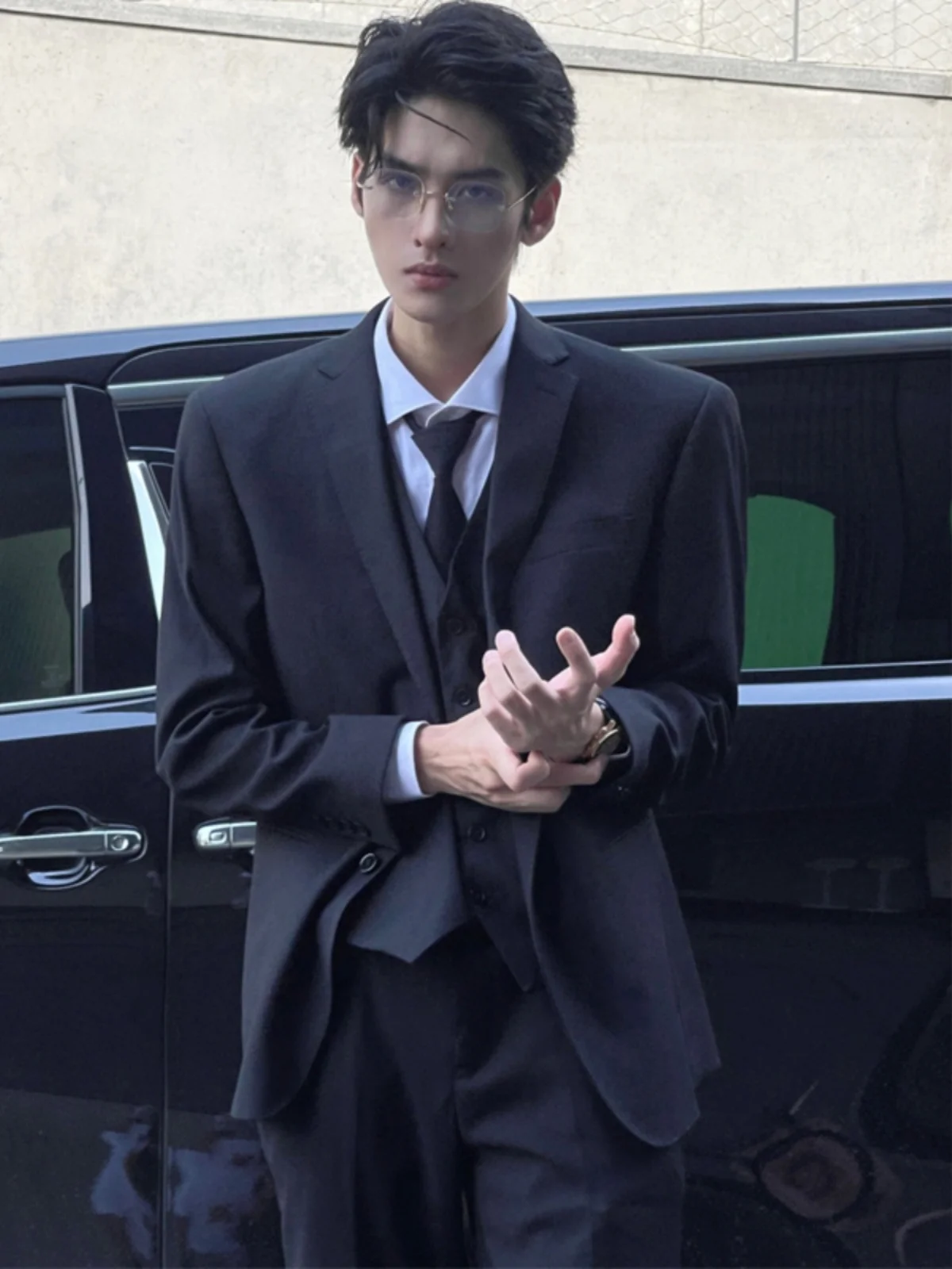 

Naples Bla Suit Jaet Men's Spring Autumn Sle Briti Cool Gentleman High End Korean Version Long Sve Casual Wear