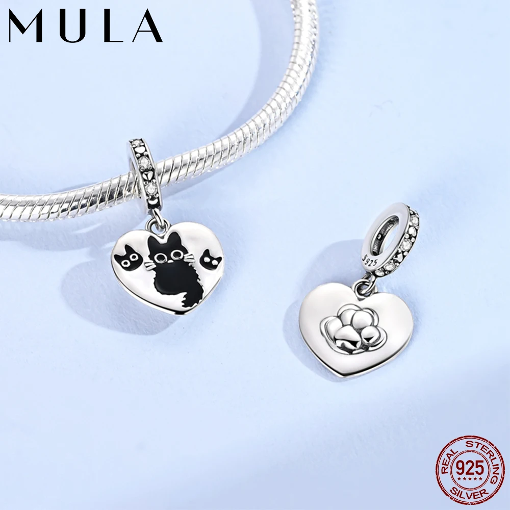 

Мула, 1 шт., стерлинговое серебро 925 пробы, манга, маленький черный кот, кулон, бусины, подходят для оригинального браслета 925 Pan, изготовление ювелирных изделий для женщин, сделай сам