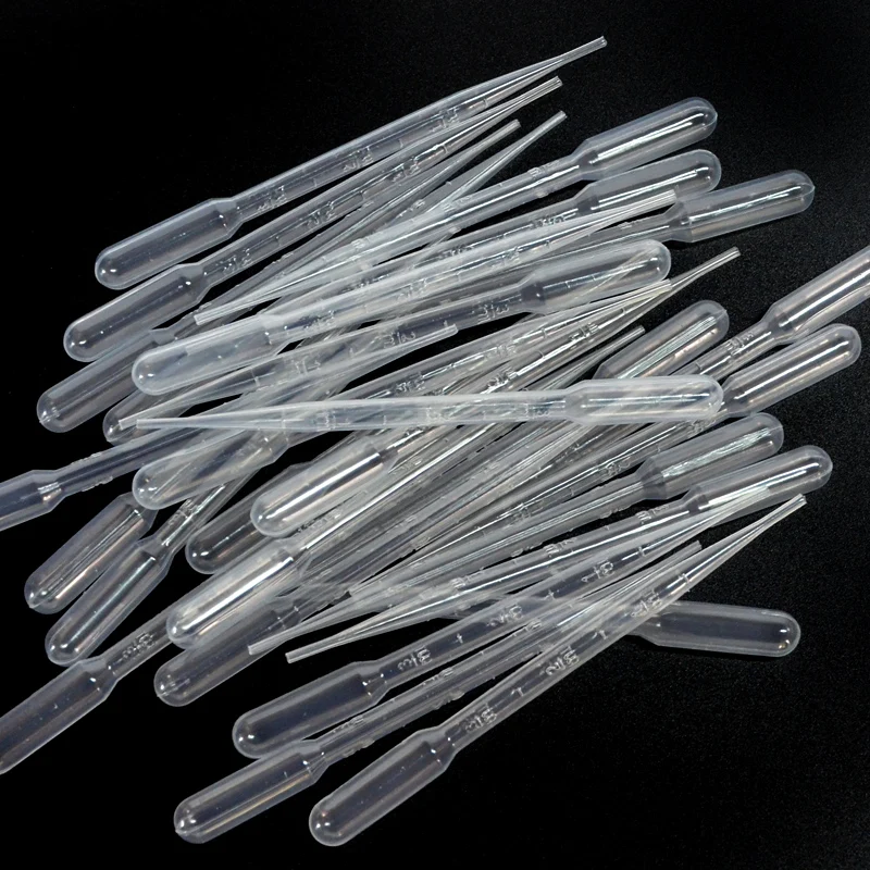 100PCS 3ML Transparent Pipettes Disposable Safe Plastic Dropper Transfer Pipettes for Lab Supplies