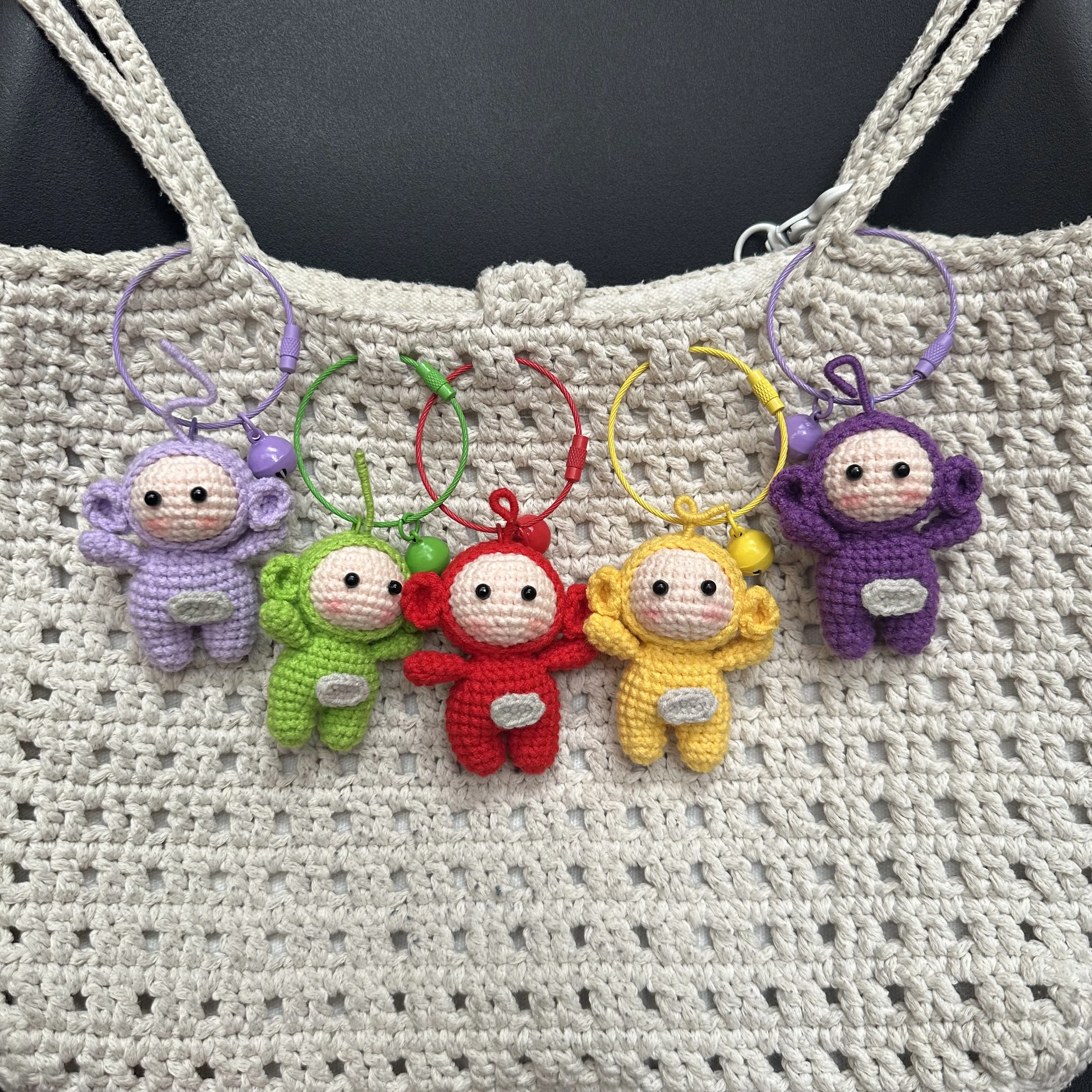 Handmade Knitting KeyRing Creative Mobile Phone Red Green Yellow Purple Cartoon Doll Pendant Bag Pendant Creative Couple Gift