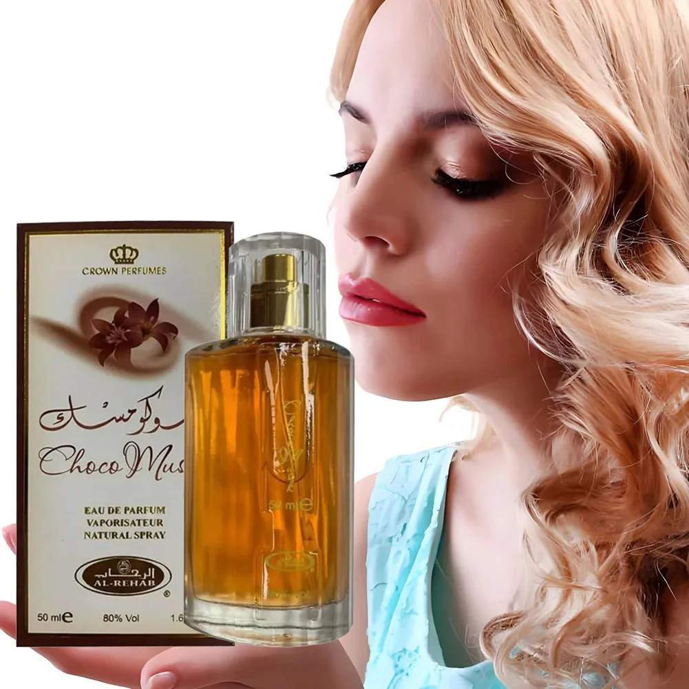 المبيعات الساخنة Al-Rehab Choco Musk Eau de Parfum Spray للنساء عطر عربي دبي عطر كولونيا عطر فاخر على شكل تاج 50 مللي