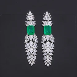 Red Claw Inlaid Square High Carbon Diamond Tassel Earring For Women Jewelry Dynamic Cheerful Wedding Ceremony Dress Accessories