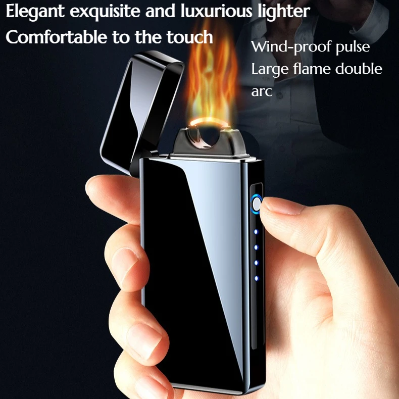 Windproof Pulse High-intensity Plasma Flame Electric Arc Lighter Rechargeable USB Men's Business Executive Level Lighter