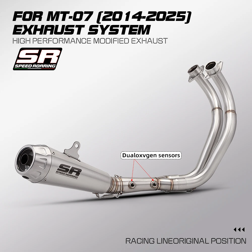 

Complete set of stainless steel performance front exhaust system for MT-07 FZ07 MT07 SR1 motorcycle (Dualoxvgen sensors) 2025