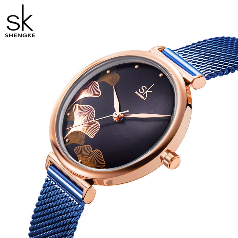 Shengke Watch For Women Creative Brown Mesh Band Women Watch Japanese Quartz Reloj Mujer Fashion Designer Serise Montre Femme