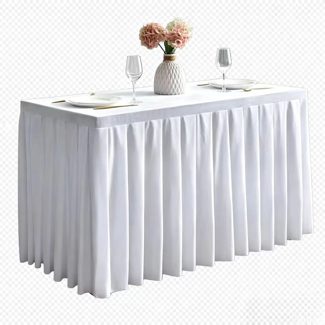 Premium Soft Gold Velvet Table Skirting - Solid Color Tablecloth Drape for Home Decor, Weddings & Banquets