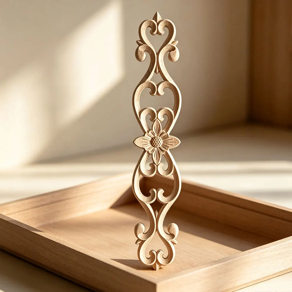 5/10PCS Natural Wood Carved Decal Corner Appliques Frame Wall Doors Furniture Woodcarving Decorative Wooden Figurines Crafts