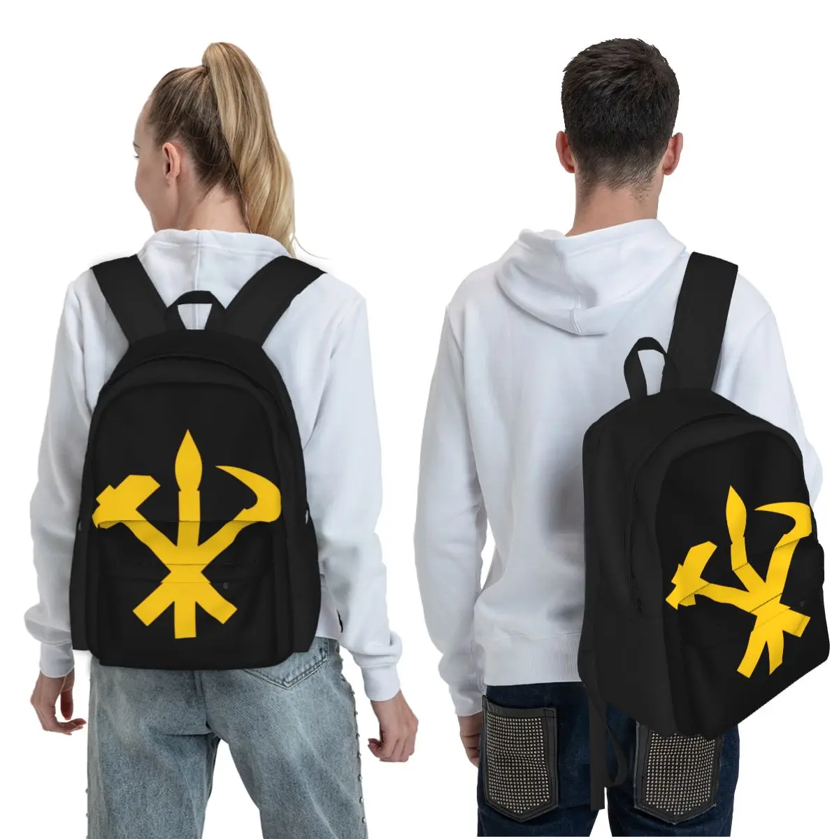 Hammer Sickle Brush - North Korea Student Backpack School Bag Hiking Travel Daypack for Men Women Fashion Bookbag Shoulder Bags