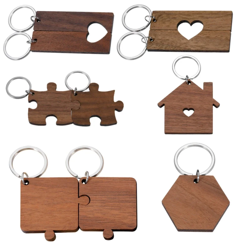 10pcs Blank Wooden Pet ID Tag Dog Pendants House Keychain Wood Keyring Handwork DIY Charm For Family Jewelry Accessories Wooden