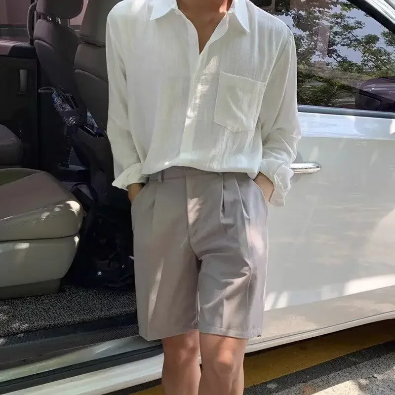 

Korean Cotton and Linen Shirt Men's Long-sleeved Spring and Summer Thin Casual Loose Linen Shirt JJ25