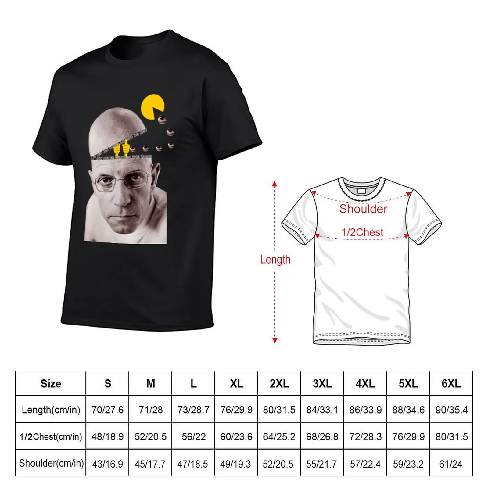 Michel Foucault T-Shirt blue archive cotton graphic tees anime t shirts customs mens t shirts