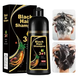 500ml Black Hair Color Dye Hair Shampoo Cream Organic Permanent Covers White Gray Shiny Natural Ginger Essence For Women