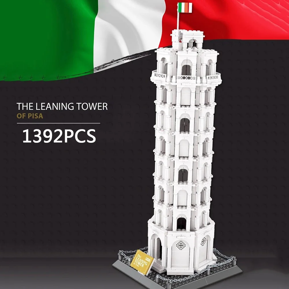 Italië Bouwmodel Sets Bakstenen Wereldberoemde Architectuur Creatieve Bouwsteen Scheve Toren van Pisa Speelgoedcollectie