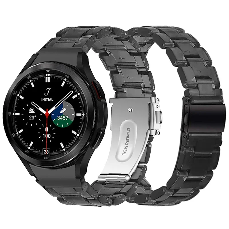 Correa de reloj para Samsung Galaxy Watch 6, pulsera de resina transparente de 44mm y 40mm, Correa para galaxywatch 5, 45mm, sin huecos, pulsera con extremo curvo