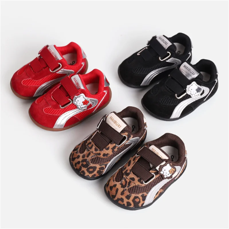 2026 New Autumn Baby Shoes Leather leopard Toddler Kids Sneakers Non-slip Fashion Little Girls Shoes EU 16-26