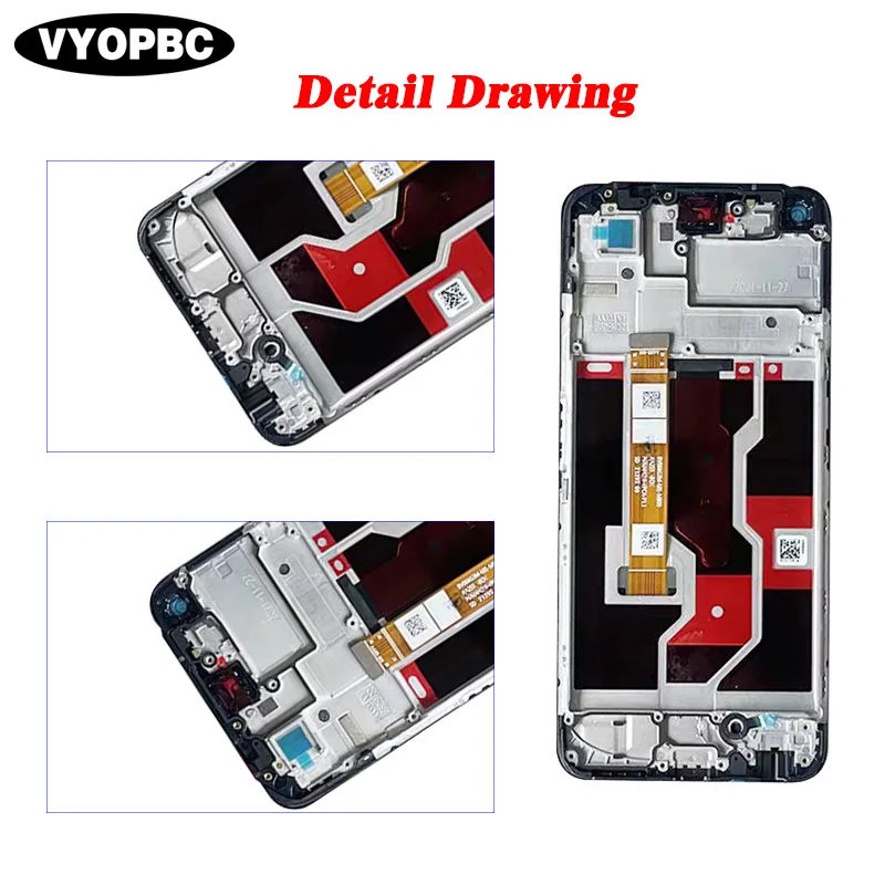 Display For Oppo A76 Full With Frame LCD CPH2375 Touch Screen Digitizer Assembly Screen Replacement Repair Part 6.56\